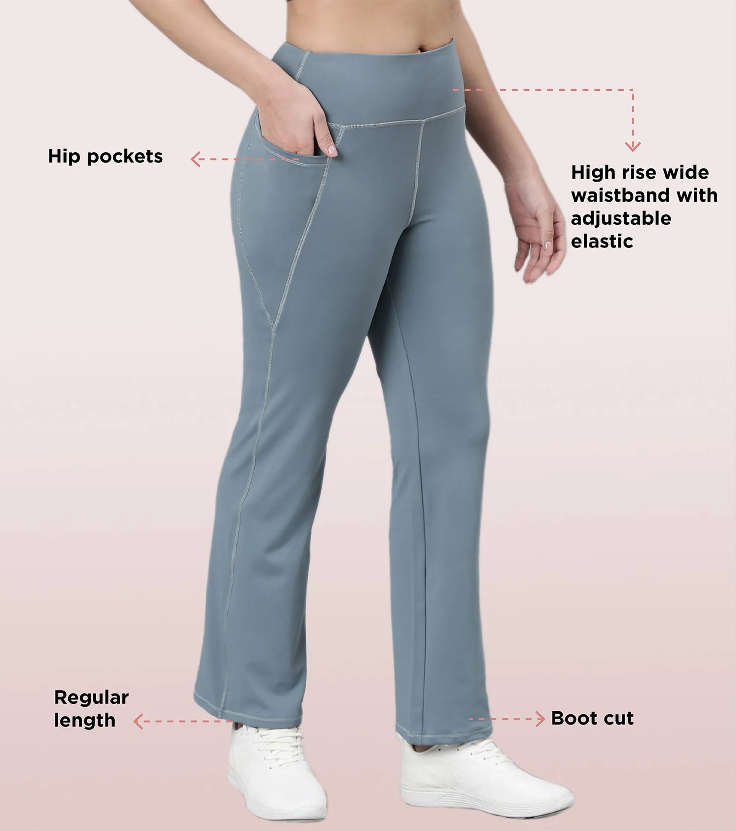 Enamor Boot Cut Active Pant | High Waist Workout Pant For Women | A402 